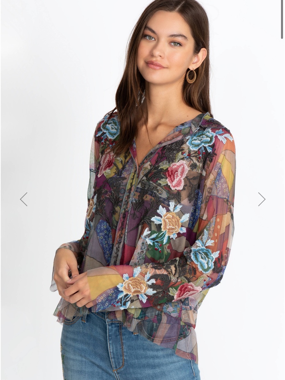 Johnny Was Zell Mesh Blouse Small